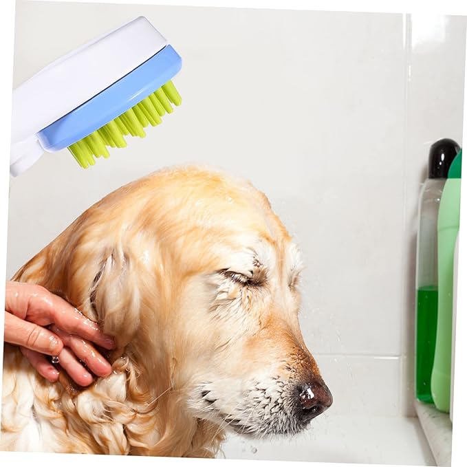BESPORTBLE Portable Dog Shower Sprayer with Hose Pet Puppy Bathing Sprinkler and Massage Scrubber for Long Haired Pets Easy One Hand Rinse and Brush Bathing