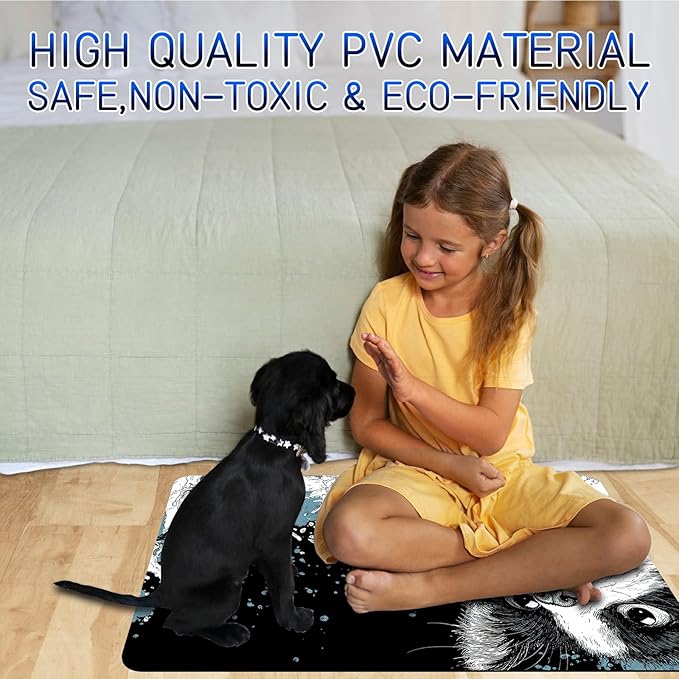 Dog Food Mat, 15.7" x 23.6" Absorbent Pet Feeding Mat for Food and Water, Waterproof Diatom Mud Pet Placemat with Non-Slip Rubber Backing, Easy Clean Cat Bowl Mat for Floors - Black Cat Claw