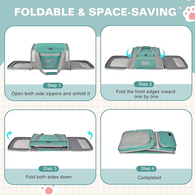 Soft Cat Carrier for Pets Up to 20 Lbs, Collapsible Cat Carrier Bag with Privacy Curtains, Airline Approved Small Pet Carrier for Small Medium Cats Dogs Puppy, Washable Soft Pet Travel Bag Dog Carrier