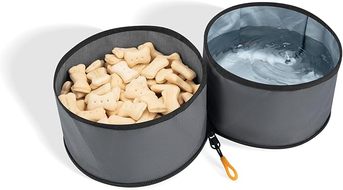 OllyDog Superbowl | Collapsible Dog Travel Bowl | 2-Compartment Food & Water | Foldable Portable Dog Dish | Hiking Camping Backpacking | Small Medium Large Dogs (Castle Rock)
