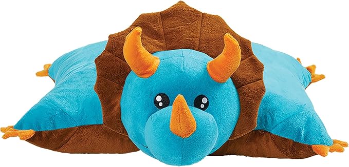 Pillow Pets Triceratops Blue Dinosaur, 18" Stuffed Animal Plush Toy