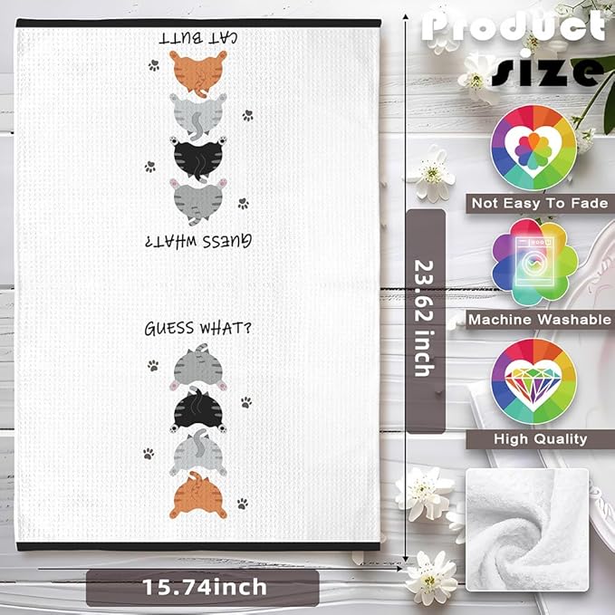 Fun Decorative Kitchen Hand Towels, Gifts for Cat Lovers-Quick-Drying Decorative Design Hand Towels for Cooking, Bathroom Decor - Purrfect Funny Gifts for Cat Lovers for Women