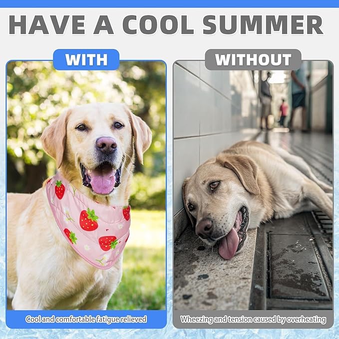 KOOLTAIL Dog Cooling Bandana, 2 Pack Cute Instant Cooling Vest Pet Ice Scarf Adjustable, Summer Outdoor Ice Neck Cooler Towel Neck Wraps, Pet Chill Out Scarf Cooler Prevent Sunstroke in Hot Summer