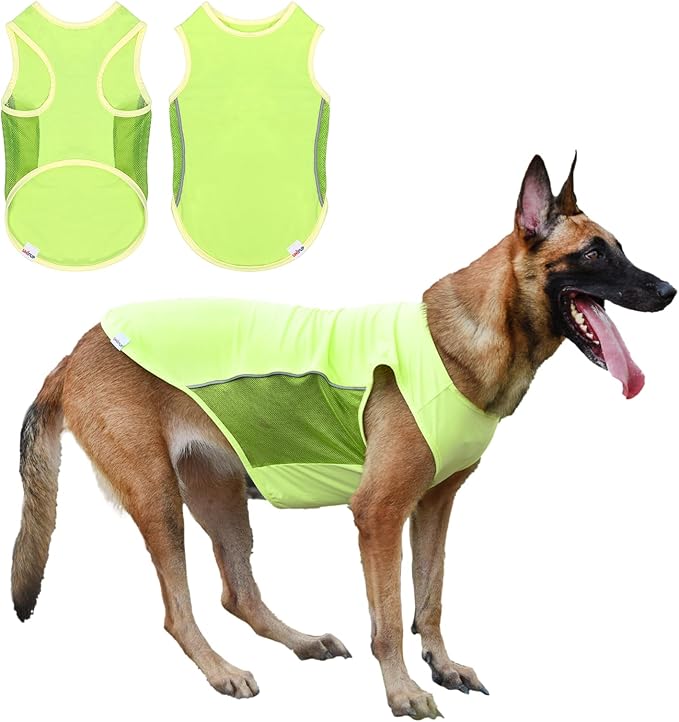 UPF 50+ Sun Protection Dog Shirt for Medium Large Breed Dogs - Quick-Dry Breathable T-Shirt with Reflective Strips, Sports Fan Pet Apparel, Lightweight UV Protective Vest P23ST00502XXXL
