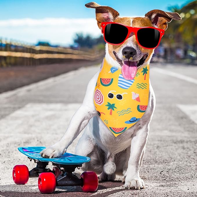 Eccliy 30 Pack Dog Bandanas Summer Bulk Fruit Dog Bandanas Adjustable Soft Triangle Scarf Washable Polyester Girl and Boy Pet Costume Bib with Fruit Patterns Medium Pet Grooming Accessories Spring