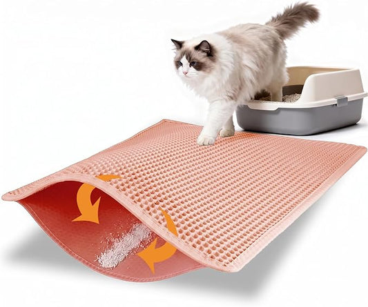 Pieviev Cat Litter Mat Double Layer Waterproof Urine Proof Trapping Mat 1 Pack (Red, 30x24 Inch (Pack of 1))