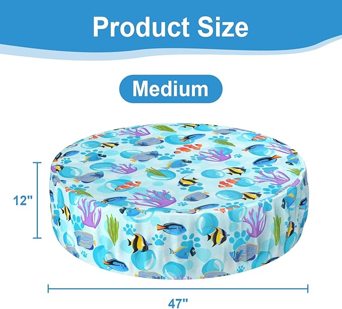 Foldable Round Dog Swimming Pool Cover, for 32 "/63“/48” Collapsible Outdoor Tub, PVC Coating Waterproof and UV Protection, Leakproof Washable Kiddie Pet Small Paddling Bath Accessories