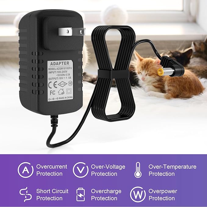 18V Charger for Petsafe ScoopFree Automatic Self-Cleaning Litter Box, Power Cord for RFA-516 PAL00-14243 PAL00-15342 PAL00-14242 PAL00-14243 Self-Cleaning Litter Boxes Replacement Parts