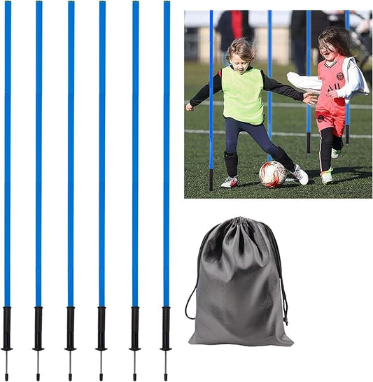 5FT Agility Training Poles for Soccer,Basketball,Football,Dog,Horse Training-Adjustable Speed and Agility Training Equipment Sports Training Sticks with Ground Spring Nails and Storage Bag