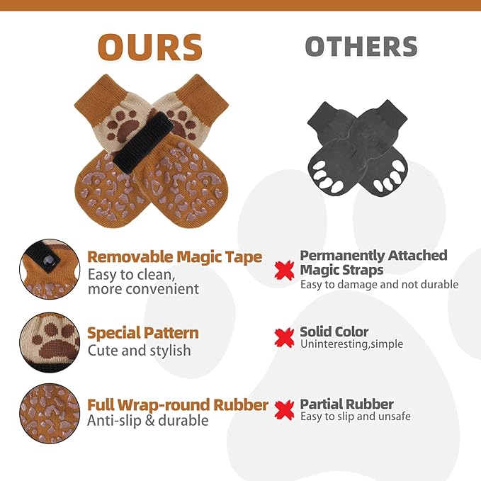 KOOLTAIL Dog Socks for Hot/Cold Pavement to Prevent Licking Paws Scratching,Anti Slip Pet Boots&Paw Protector for Hardwood Floors,Traction Control Grip Booties for Small Medium Large Senior Dogs L