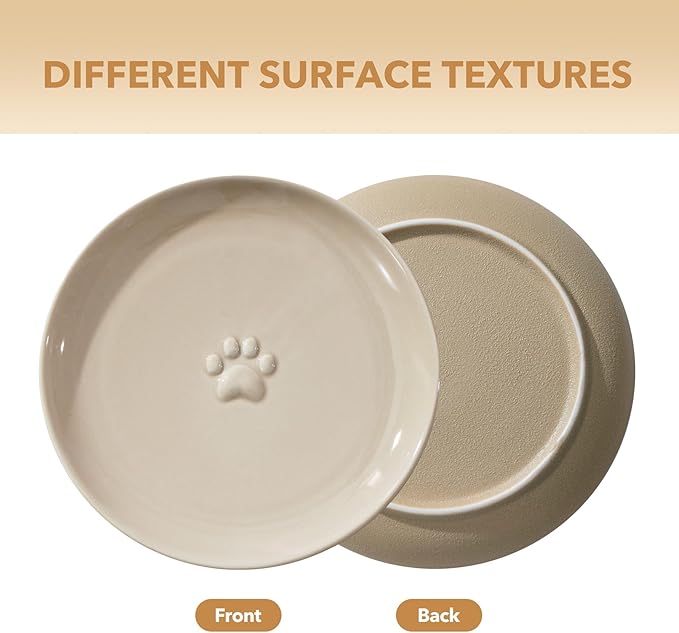 Havniva Cat Bowls Elevated 5.6” Ceramic Cat Bowl with Stand Whisker Friendly Shallow Cat Dishes, Cat Food & Water Bowl Set with Two Heights Options, Anti-Slip Raised Cat Food Bowl for Kitten
