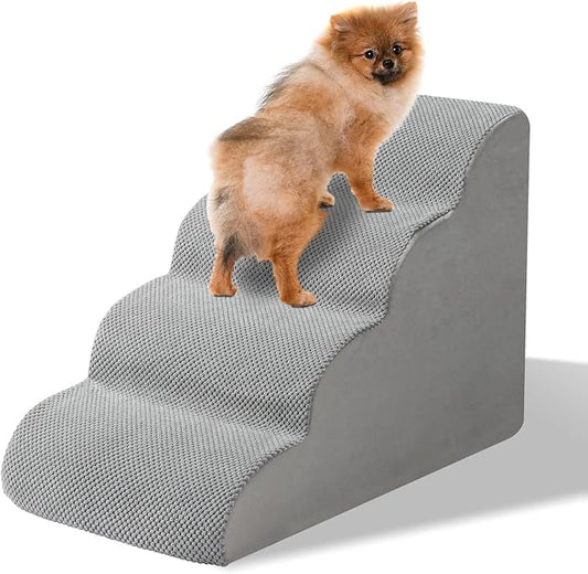 Dog Stairs for Small Dogs and Cats, Dog Stairs for Bed, 4-Step Dog Ramp, Non-Slip Sturdy Pet Steps for Small Dogs & Cats