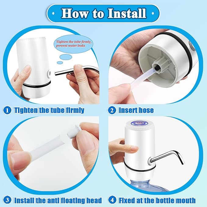Water Dispenser for 5 Gallon Bottle, Electric Water Pump for 5 Gallon Jug with Switch and USB Charging, Portable Automatic Water Jug Dispenser for Camping, Travel, Home, Kitchen, Office