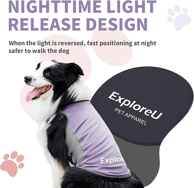 Dog Shirt, Cooling Vest Lightweight Breathable, Dog T-Shirts All-Season Sun Protection Quick Dry Soft Stretchy Reflective Tank Top - Small Medium Large Dogs (Brier Rose+Lilac Ether, Small)