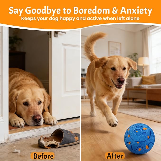 Interactive Dog Toys for Large Dogs, Automatic Moving, Bouncing, Rolling, Durable E-TPU Chew Resistant for Bored Energetic Medium Dogs, Rechargeable Waterproof for Indoor Outdoor Play