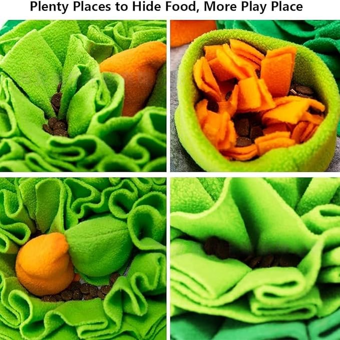 Rabbit Foraging Mat Snuffle Toy for Bunnies – Interactive Enrichment Puzzle Mat for Small Pets – Guinea Pig, Hamster, Chinchilla, Puppy – Indoor Pet Supplies for Chew, Feeding – Machine Washable 17"