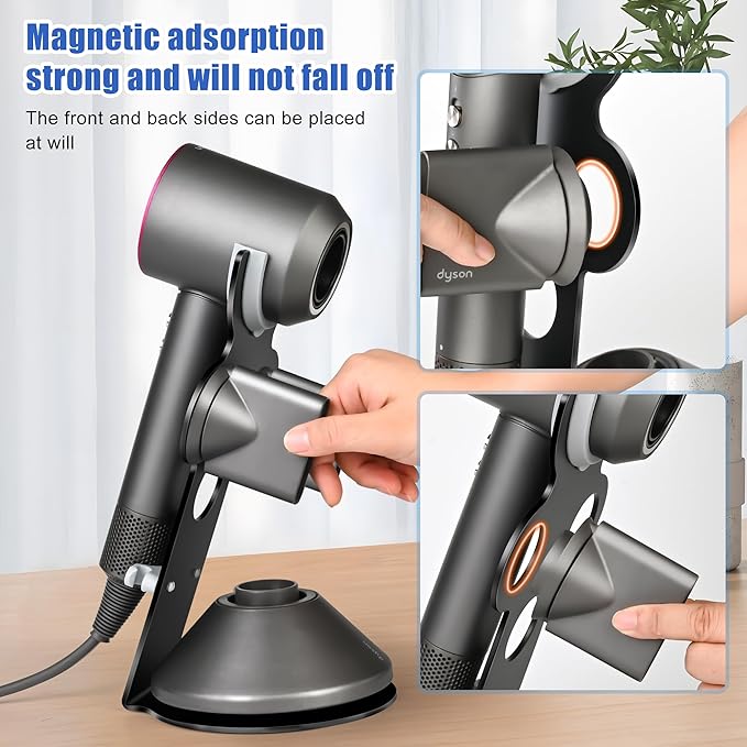 YCHF Supersonic Hair Dryer Holder for Dyson,blow dryer holder,Hair Dryer Holder for Dyson SupersonicAluminum Alloy Bracket, Bathroom Organizer,Size: 27.5cm x14cm x 16.4cm (Black)