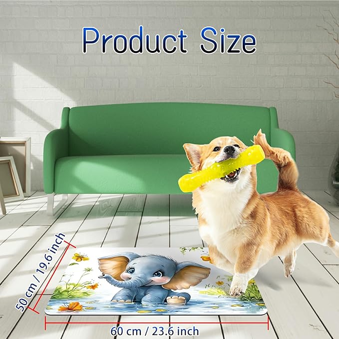 Dog Food Mat, 19.6" x 23.6" Absorbent Pet Feeding Mat for Food and Water, Waterproof Diatom Mud Pet Placemat with Non-Slip Rubber Backing, Easy Clean Cat Bowl Mat for Floors - Gray Elephant