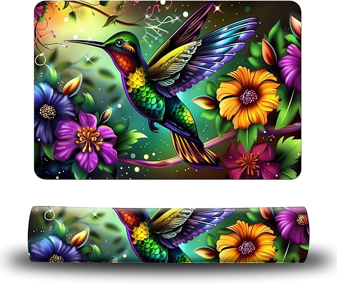 Dog Food Mat, 15.7" x 23.6" Absorbent Pet Feeding Mat for Food and Water, Waterproof Diatom Mud Pet Placemat with Non-Slip Rubber Backing, Cat Bowl Mat for Floors - Hummingbird Flower 1
