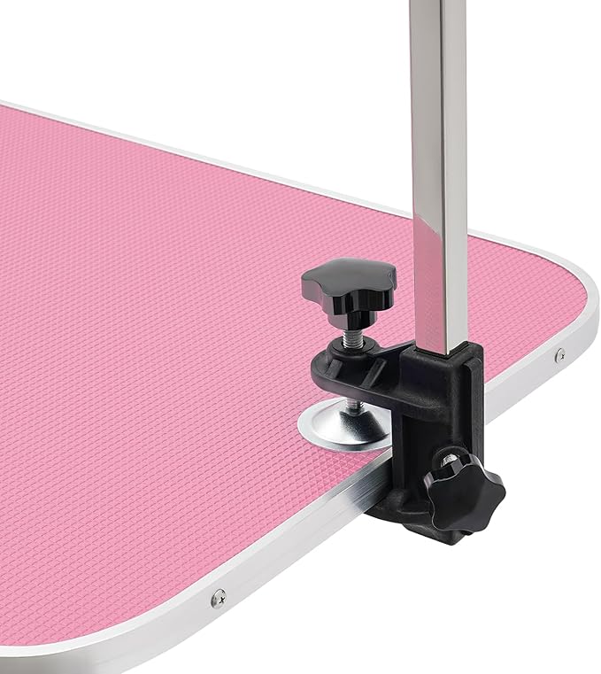 Hydraulic Pet Grooming Table with Adjustable Arms, 360 Degree Table Top Swivel Maximum Load 220 lbs Professional Pet Grooming Table, 34in Hydraulic (Pink,Rectangular)
