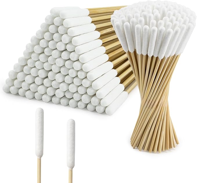 100 Pcs Dog Ear Swabs - 6 Inch Long Cotton Swabs with Absorbency Soft Cotton Tips for Dog Ear Cleaning, Sturdy Bamboo Sticks & Gentle and Lint-Free - Ideal for Pet Cleaning Solution