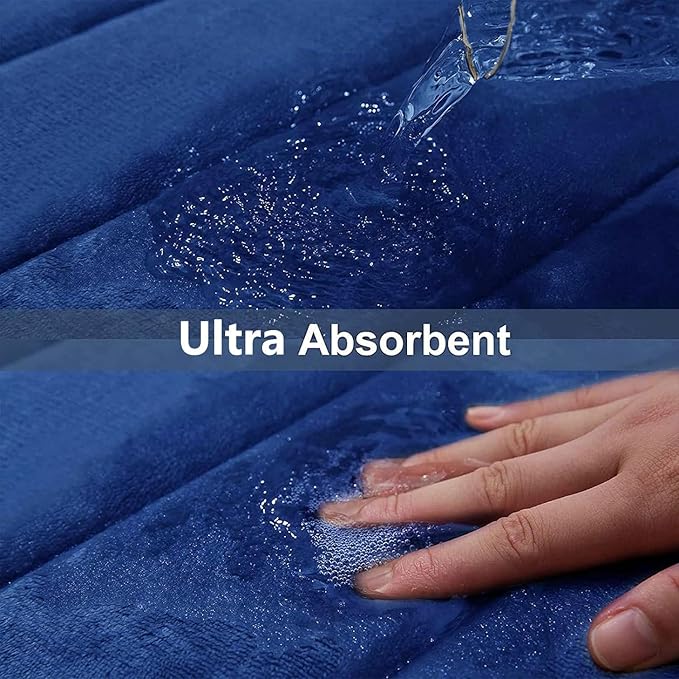 Buganda Memory Foam Bath Mat, 44" x 24", Ultra Soft and Non-Slip Bathroom Rugs, Water Absorbent and Machine Washable Bath Rug Runner for Bathroom, Shower, and Tub, Navy Blue