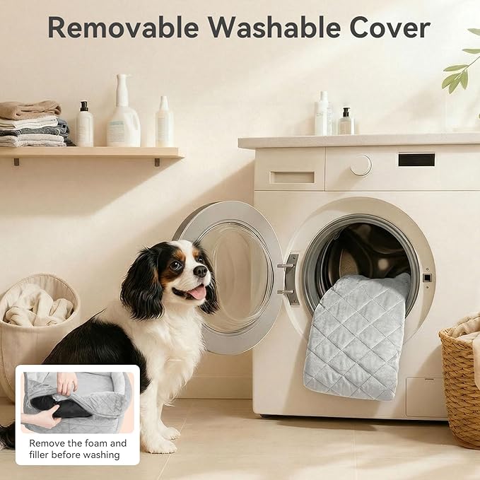 Dog Booster Car Seats for S/M Dogs Up to 35lbs,Pet Car Seat/Travel Bed with Washable&Removable Cover,Storage Pockets,Dog Safety Belt and Elevated Cushion Fits in Front/Back Seat