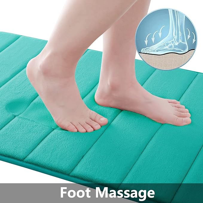 Buganda Memory Foam Bath Mat, 47" x 17", Ultra Soft and Non-Slip Bathroom Rugs, Water Absorbent and Machine Washable Bath Rug Runner for Bathroom, Shower, and Tub, Teal