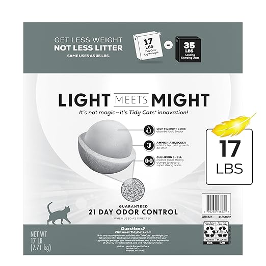 Purina Tidy Cats LightWeight 4-In-1 Strength Multi-Cat, Odor control, Clumping, 99.9 Percent Dust Free Cat Litter - 17 lb. Box