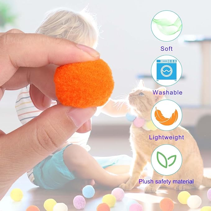 Aiersa Cat Toy Ball Launcher, Plush Ball Shooting Gun with 20 Pom Pom Balls, Interactive Indoor Cat Fetch Toy