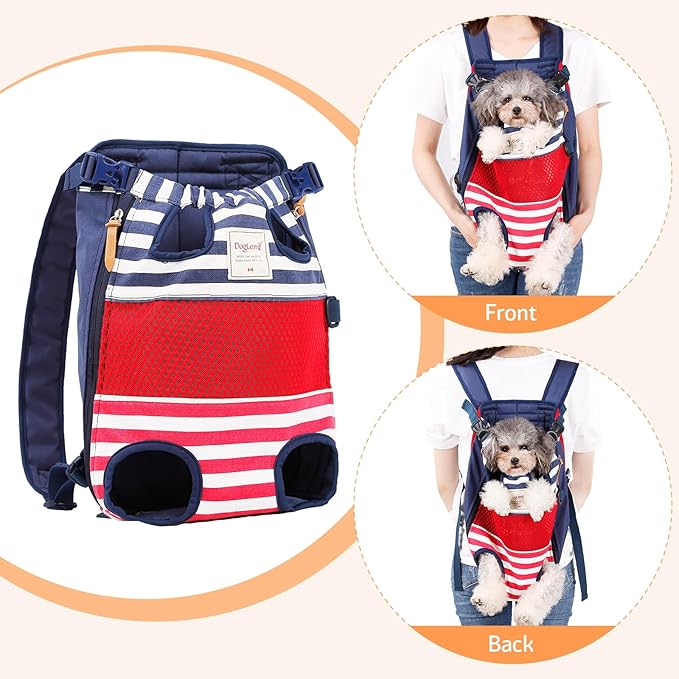 Dog Backpack Carrier Small Dog Backpack, Pet Dog Front Backpack Legs Out Chest Carrier for Small Dogs, Cat Backpack Carrier Dogs Travel Back Pack Hands-Free Hiking Bike Motorcycle (Size:11–19 lbs)