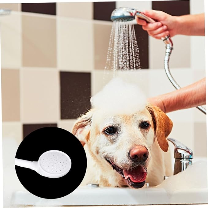 Creative Handheld Pet Bath Sprayer White Shower Tool for Dogs Cats Flexible Design for Easy Shampooing Rinsing Includes Adapters for Shower Garden Hose