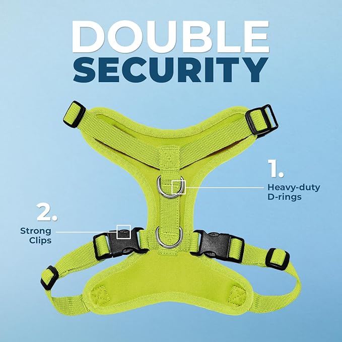 Best Pet Supplies Voyager Step-in Lock Pet Harness w Reflective Pet Leash Combo Set with Neoprene Handle 5ft - Supports Small, Medium and Large Breed Puppies/Cats - Lime Green Set, M