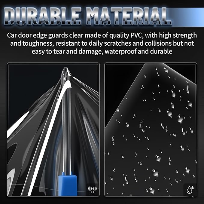9.84Ft x 7.87" Car Door Protector,Clear Car Door Sill Protector Kit to Avoid Dog Scratches and Dirt,Self-Adhesive Protective Film as Cars Doors Edge Guards Include Scraper/Knife/Towel