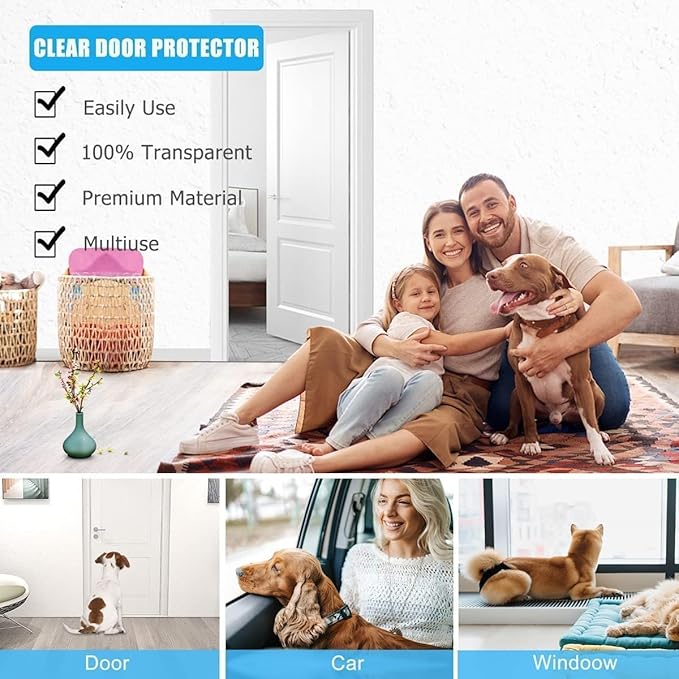 FTSTC Door Protector from Dog Scratching, [Thicken Vinyl] Heavy Duty Claw Guard Door Protector, Flexible Couch Corner Door Claw Shield for Cat, Anti-Scratch Guard for Furnitures(130in X 8.3in)