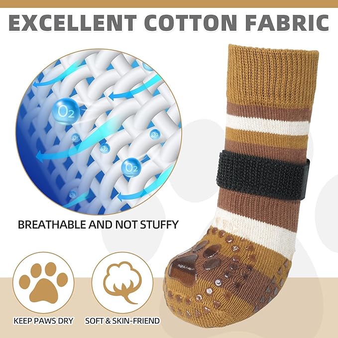 KOOLTAIL Dog Socks for Hot Pavement, Summer Dog shoes to Prevent Licking Paws for Hardwood Floor, Non Slip Double Sides Boots & Paw Protectors, Pet Grippy Booties for Small Medium Large Senior Dogs, M