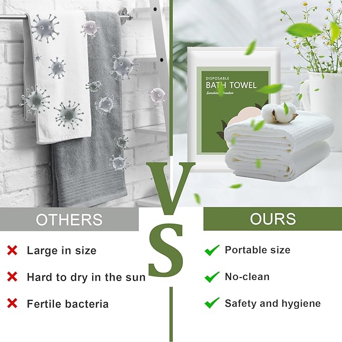 Disposable Bath Towels, 20 Pack 55" x 27.5" Ultra Soft, Quick Dry Disposable Body Towel, Portable Travel Towel for Hotel Camping Beach Swimming Gym Sauna Spa, Personal Care Pet Towels