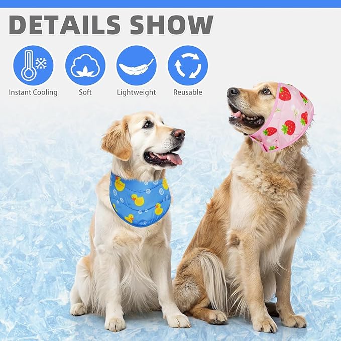 KOOLTAIL Dog Cooling Bandana, 2 Pack Cute Instant Cooling Vest Pet Ice Scarf Adjustable, Summer Outdoor Ice Neck Cooler Towel Neck Wraps, Pet Chill Out Scarf Cooler Prevent Sunstroke in Hot Summer