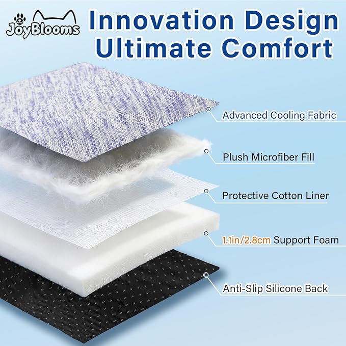 JoyBlooms Dog Bed for Car Back Seat, Dog Cooling Mat with 1.1in/2.8cm Thick Foam, Cooling Anti-Slip Washable Back Seat Pet Bed, 51.6in x 22.6in Fit on Backseat Extenders of SUVs and Small Trucks,Blue