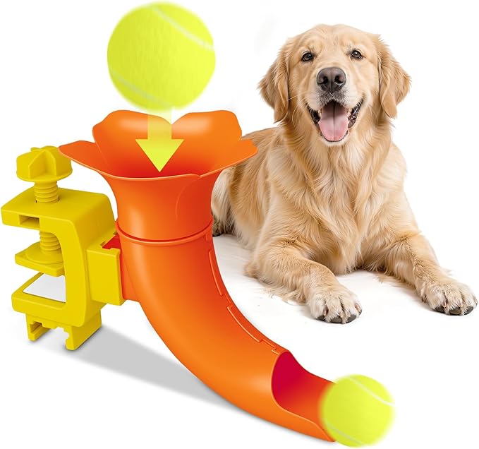 Floral Pet Ball Launcher for Small & Medium Dogs - Interactive Fetch Toy with 2.16" Adjustable Clamp, Mental Stimulation for Bored Dogs, Dishwasher Safe, Includes 2in Non-Slip Fetch Ball