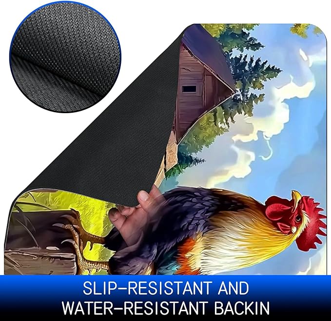 Dog Food Mat, 15.7" x 23.6" Absorbent Pet Feeding Mat for Food and Water, Waterproof Diatom Mud Pet Placemat with Non-Slip Rubber Backing, Easy Clean Cat Bowl Mat for Floors - Village Rooster