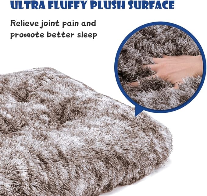 Dog Bed Crate Pad Plush Soft Dog Crate Bed for Small Medium Large Dogs and Cats Washable Anti-Slip Kennel Crate Mats for Sleeping and Anti AnxietyS