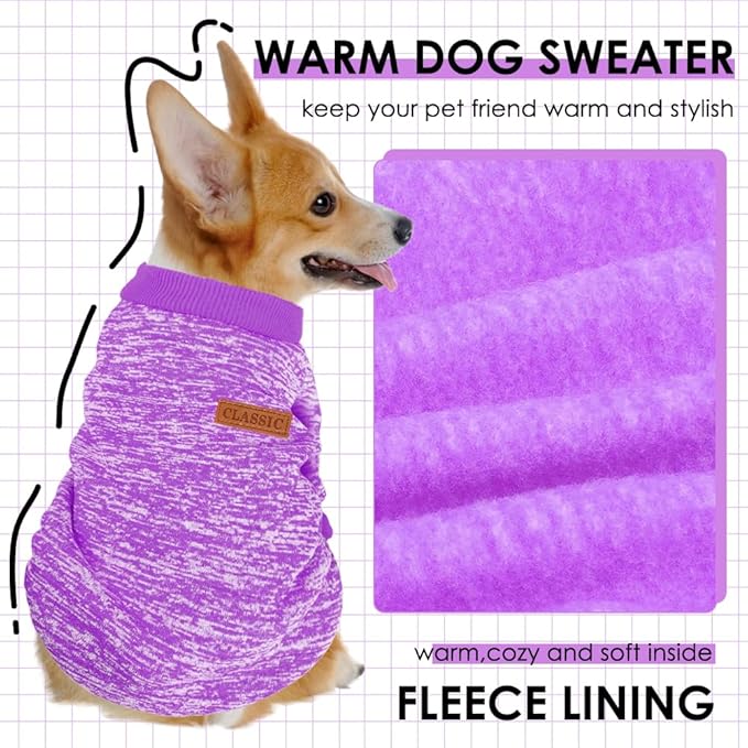 1 Pack Dog Sweaters for Small Dogs Girl Boy Winter Fleece Clothes Warm Soft Dog Sweatshirt Outfit for Dogs Cats Pet Apparel