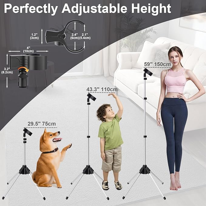 Funvalley Surperfect Adjustable Hair Dryer Holder, 29-59 Inch Hands-Free Stand with Tripod & Universal Clip, 360-Degree Rotating for Bathroom, Vanity, Makeup Room,Gift For Christmas