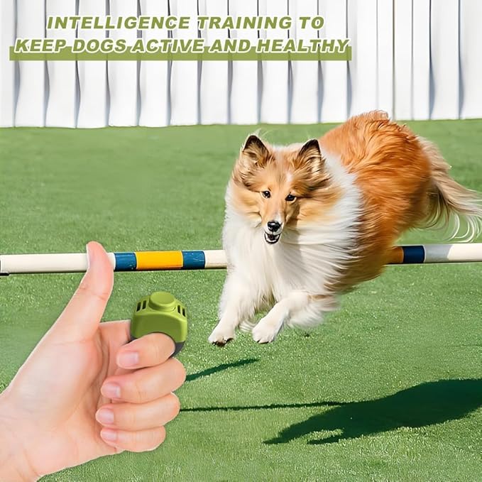 The Set of Easy Clicking Finger Ring Clicker Included Large and Small 2 Sizes,Suitable for Dogs Cats Horses traing Allowing Effective Versatile Training (4pcs Grey+Green+Orange+Blue)