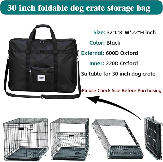 Dog Crate Storage Bag, 30 Inch Heavy Duty Waterproof Carrying Bag with Handles for Foldable Wire Crates & Pet Supplies