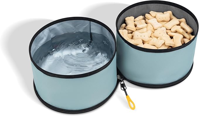 OllyDog Superbowl | Collapsible Dog Travel Bowl | 2-Compartment Food & Water | Foldable Portable Dog Dish | Hiking Camping Backpacking | Small Medium Large Dogs (St. Lucia)