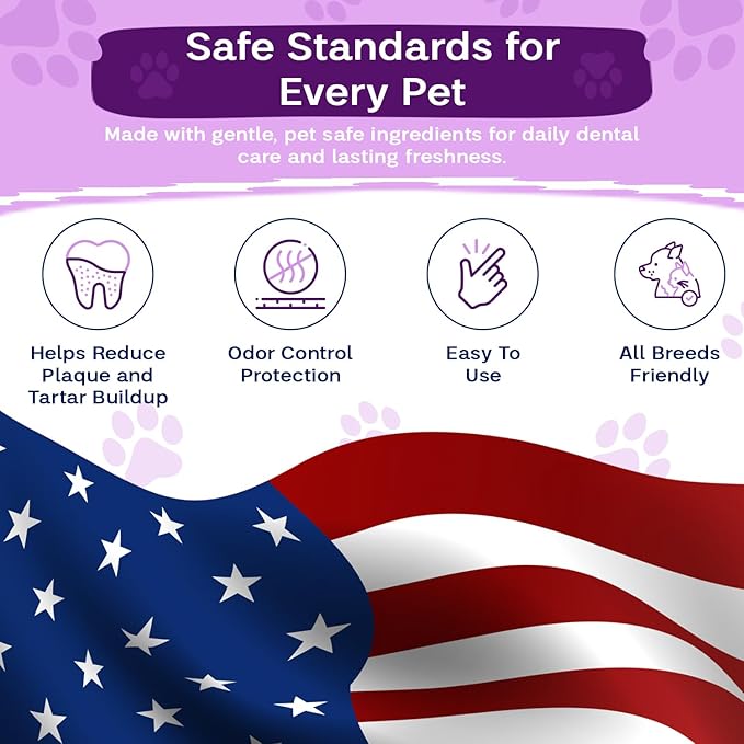 Dental Wipes Peanut Butter Scent – Best Dog Teeth Cleaning, Dog Dental Wipes for Dogs Teeth, Finger Toothbrush for Dogs and Cats, Oral Care, Remove Plaque, Tartar & Bad Breath – 50 Count