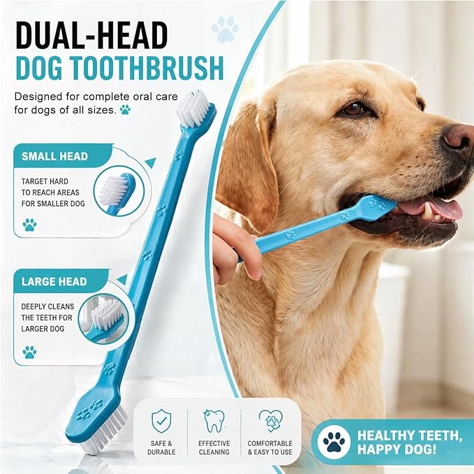 Dog Toothbrush, 360 Degree Finger Toothbrush, Triple Head Toothbrushes,Cleaning Brushes for Dog Cat Oral Dental Health (12 Kit)