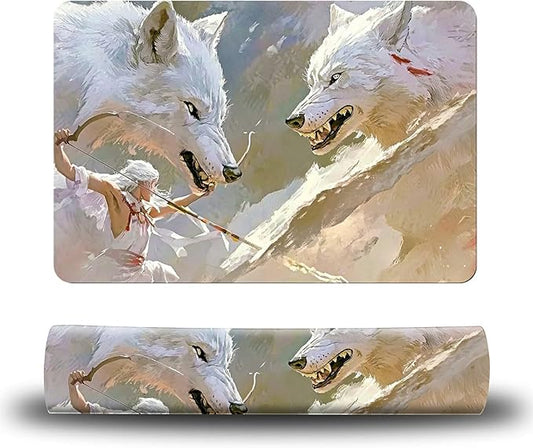 Dog Food Mat, 19.6" x 23.6" Absorbent Pet Feeding Mat for Food and Water, Waterproof Diatom Mud Pet Placemat with Non-Slip Rubber Backing, Easy Clean Cat Bowl Mat for Floors - White Wolf